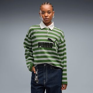 PUMA Polo de rugby oversize à logo Essentials Femme, Accessoires, Vert, XL