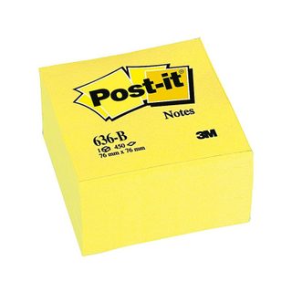 Bloc Notes Adhésif Amovible et Post-it Post-it 76x76x45 Mm Cube Couleurs Jaunes 450 Feuilles