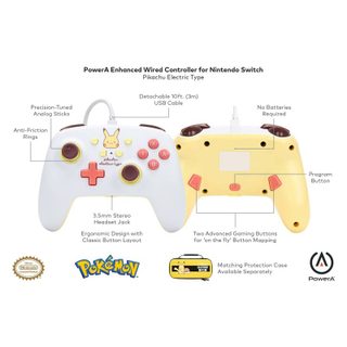 Manette Power A avec câble détachable Pokémon Pikachu Type électrique pour Nintendo Switch