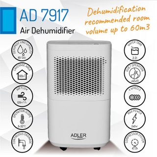 Déshumidificateur portatif Adler AD 7917 245W 10L/24h
