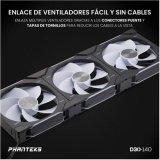 phanteks D30 Kit 3 Ventilateurs PWM 140 mm Flux d'Air Inversé D-RGB