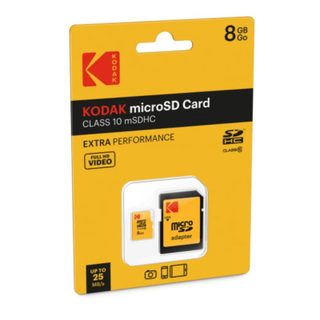 Carte mémoire Micro SDHC Kodak Extra Perfomance 8 Go Classe 10 avec adaptateur