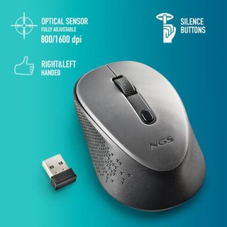 NGS Dew souris Ambidextre RF sans fil Optique 1600 DPI Gris