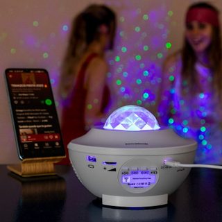 Haut-parleur InnovaGoods Sedlay avec projecteur d'étoiles LED blanches