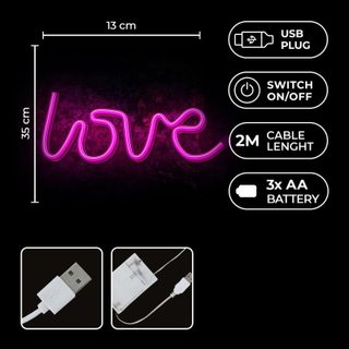 Forever Neon Led Light Love Rose Chauve-Souris+usb