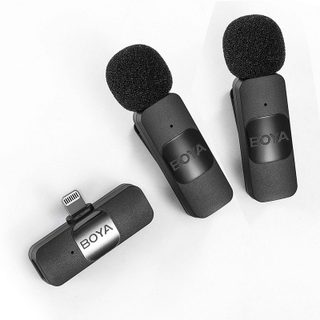 Boya BY-V2 Système de microphone sans fil omnidirectionnel à double transmission Lightning iOS