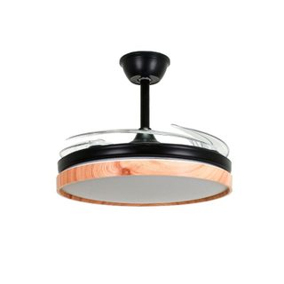 Bel Air Cosmos Ventilateur de Plafond avec Lumière et Télécommande 72W Pales Rétractables 108cm Noir/Hêtre