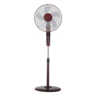 Ventilateur sur Pied IluminaShop 60W 5 Pales 3 Vitesses Télécommande Minuterie Burdeos/Noir
