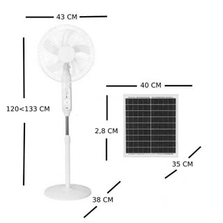 Ventilateur solaire sur pied Iluminashop avec lumière et télécommande 30 W Blanc