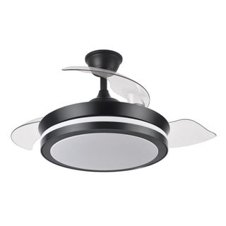 Iluminashop Ventilateur de Plafond avec Lumière LED et Contrôle 72W 91cm Moteur DC Noir