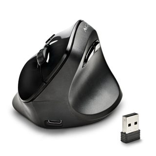 Ngs Evo Moksha : Souris sans fil, conception verticale ergonomique. Rechargeable. Silencieux. Rechargeable. Dpi réglable : 800/1200/1800/2400. Noir.