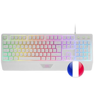 Mars Gaming Mcp124, Combo 3en1, Clavier LED RVB, Souris RVB 3200dpi, Tapis de Souris, Français, Blanc