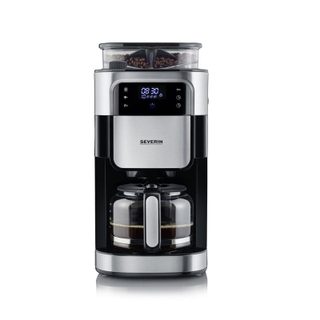 Cafetière avec broyeur goutte à goutte, carafe en verre 1,25 L Severin Ka 4813 inox brossé/noir 1000 W