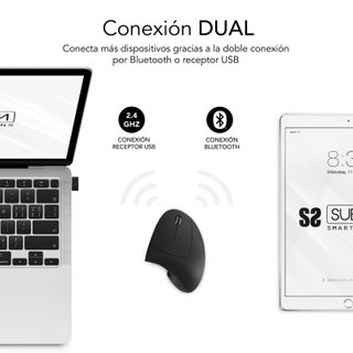Souris verticale ergonomique sans fil Subblim Glide Vertical Ergo Dual pour droitiers 1600 DPI Noir