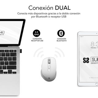 Souris ergonomique sans fil Subblim Comfort Ergo Dual pour droitiers 2400 DPI Blanc