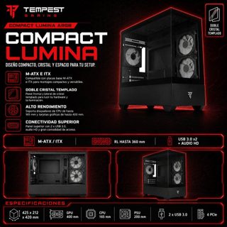 tempest Compact Lumina ARGB M-ATX Verre Trempé USB 3.0