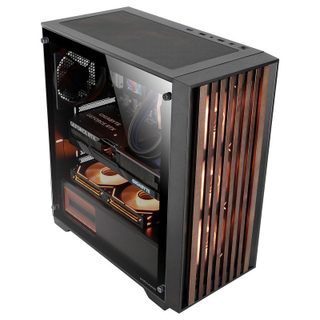 Mars Gaming MC-WOOD ATX Boîtier PC Panneau Avant en Bois Verre Trempé Ventilateur FDB 12 cm