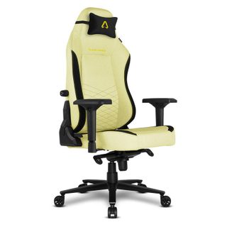 Chaise de jeu en tissu Alpha Gamer Alegra avec support lombaire réglable Jaune/Noir