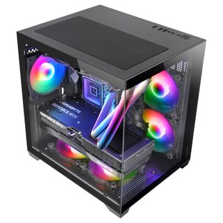 Mars Gaming Mc-view2 Micro ATX avec double écran en verre trempé et ventilateur 120 mm,