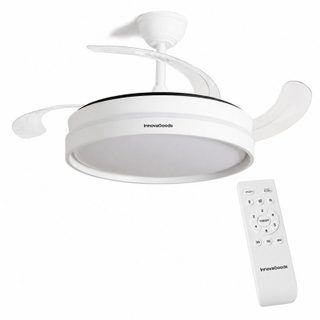 Ventilateur de plafond InnovaGoods Keteez avec lumière LED et 4 pales rétractables 72 W Blanc