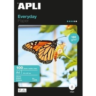 Papier photo jet d'encre brillant Apli 11475 A4 180 g 100 feuilles FSC