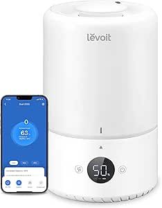 Humidificateur ultrasonique à remplissage par le haut Levoit Dual 200S 3 L, application Alexa, < 28 dB, blanc