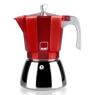 Cafetière italienne Ibili Elba 0,45 L en fonte d'aluminium et acier inoxydable rouge résistant