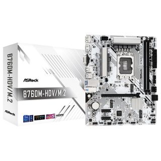 ASRock B760, Intel B760M Socket 1700, Micro ATX B760M-HDV/M.2, DDR5, M.2 PCIe 4.0, LAN 2,5 GbE