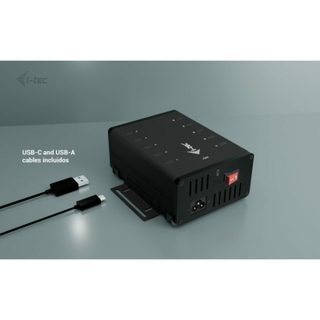 Hub métallique i-tec 10 ports USB-C 5 Gbit/s, charge 15 W par port, protection avancée