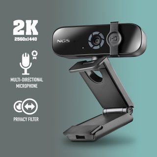 Webcam NGS HDX-2K 2K 2560 x 1440/5 Mpx/Microphone multidirectionnel/Filtre de confidentialité/Base réglable