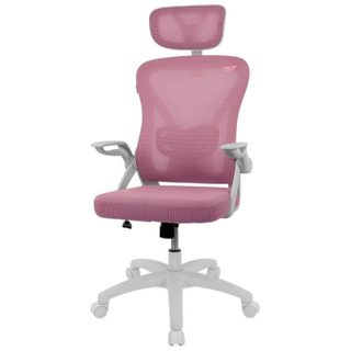 Chaise ergonomique Drift DRAIR35 rose, dossier en maille, accoudoirs rabattables, base nylon