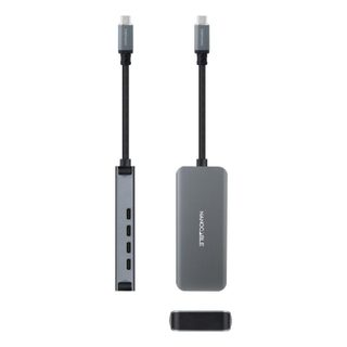 Hub USB-C Nanocable 4 ports USB 3.2 Gen 1 modèle 10.16.4504 Aluminium 10 cm Gris