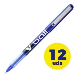 Caisse de Stylos Pilot V-Ball Liquide 0,7 mm Pack de 12, Couleur Bleue
