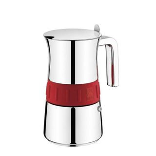 Cafetière italienne BRA Elegance Colors 4 Tasses Acier inoxydable Rouge ceinture silicone