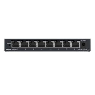 Commutateur non géré Ruijie RG-ES108GD 8 ports Gigabit Boîtier métallique Plug and Play Silencieux