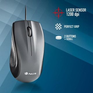 Souris NGS MUSK avec câble 1200 DPI Ambidextre Gris