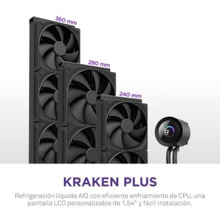 Nzxt Refrigeración Líquida NZXT Kraken Plus 240mm 2 Ventiladores Display TFT Negra