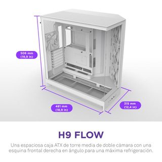 Nzxt H9 Flow Midi Tower PC Compatible ATX, EATX, Micro ATX, Mini-ITX