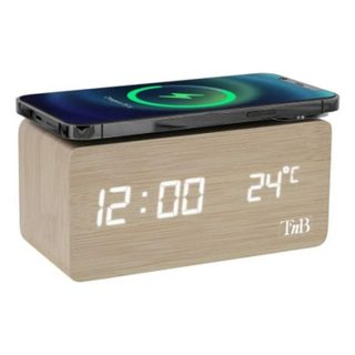 TNB Réveil numérique avec charge sans fil 10 W, thermomètre et 3 alarmes