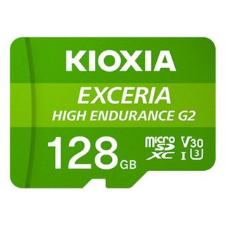 Carte mémoire MicroSD Kioxia Exceria High Endurance G2 128 Go UHS-I U3 V30 A1 avec adaptateur SD résistante aux chocs et à l'eau