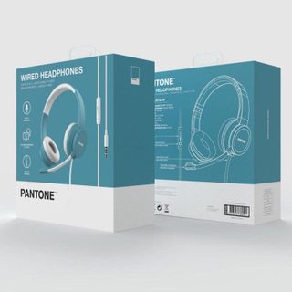 Auriculaires Pantone PT-WDH002GY2220 filaires Jack 3,5 mm pour bureau avec micro Boom, couleur aigue-marine