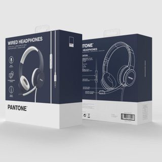 Auriculares Pantone PT-WDH002N con cable Jack 3.5 mm para oficina y centro de llamadas con micrófono boom azul