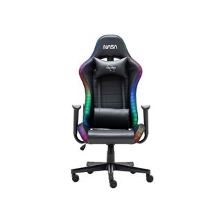 Silla gaming NASA PIONEER negra con respaldo ajustable, reposabrazos y luces RGB