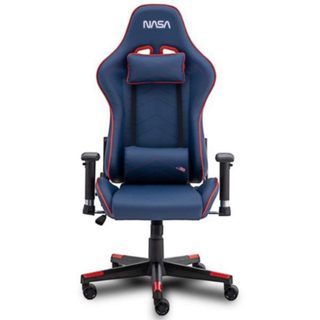 Silla gaming NASA Galactic GA002-R azul y rojo respaldo reclinable 150 kg PU cojines ajustables