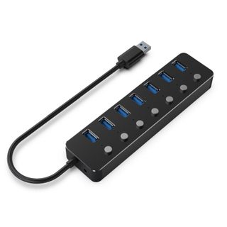 Hub Gembird 7 ports 5 Gbit/s UHB-U3P7P-01 boutons LED câble intégré