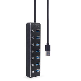 Hub Gembird 7 ports 5 Gbit/s UHB-U3P7P-01 boutons LED câble intégré
