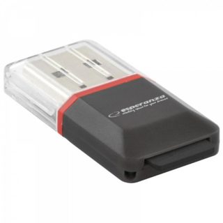 Lecteur de cartes MicroSD Esperanza EA134K USB 2.0 Noir Argent Transparent