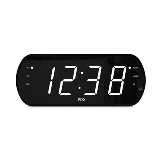 SPC Frodi View – Radio-réveil Écran LED 1,8'' Numéros XXL, Double Alarme, Radio FM, Port USB – Noir