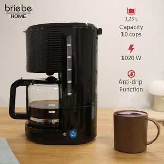 Cafetera Goutte-à-Goutte Briebe CM1171BLK 10 Tasses 1,25 L Filtre Réutilisable