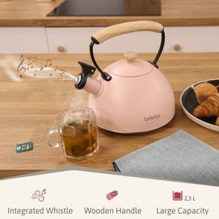 Théière Briebe 00447 Acier inoxydable 2,3 L Rose Pastel Silencieux Bois